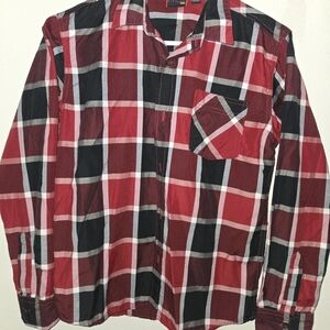 Red and Black Plaid Button Down Shirt